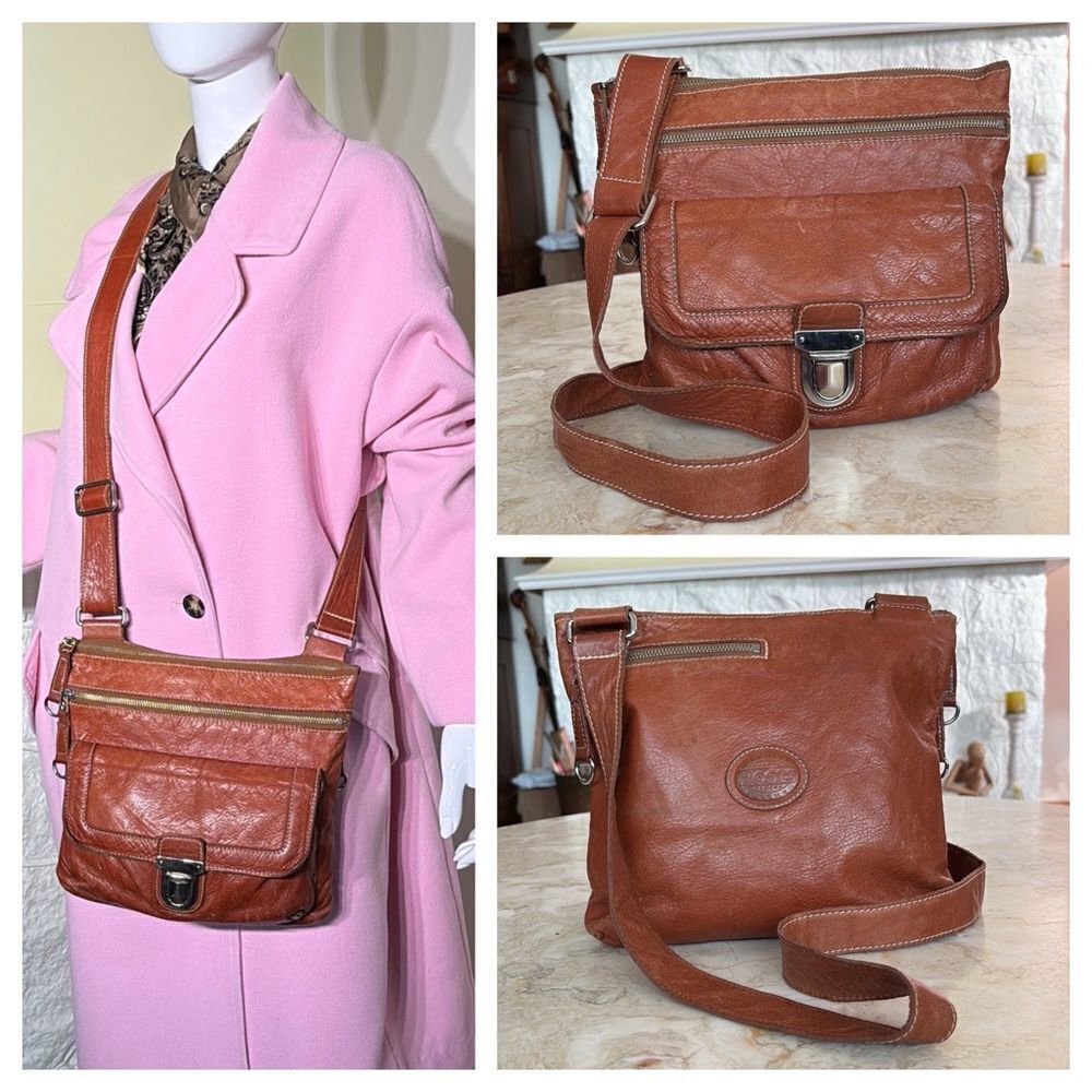 Roots Leather Side Saddle Cross Body Bag